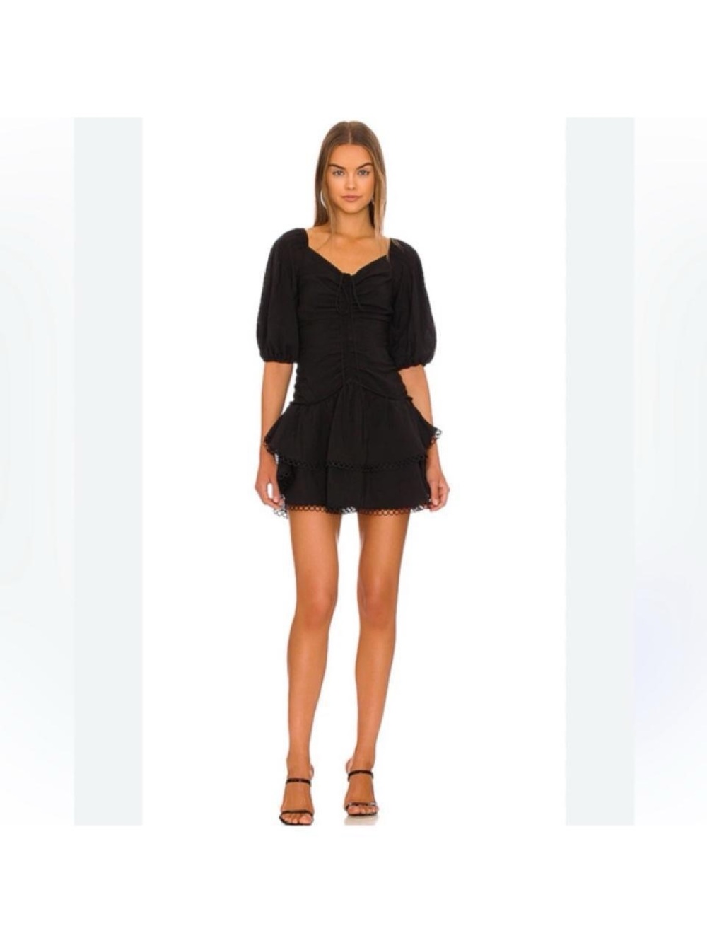 Jonathan Simkhai - Auden Puff Sleeve Dress (Black) Size 8